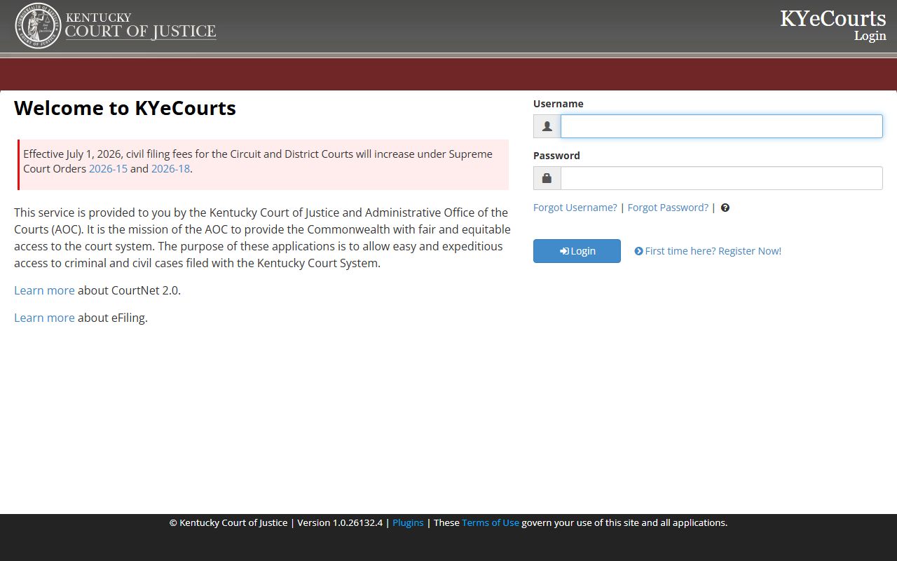 Ohio County court dockets KYeCourts registered login