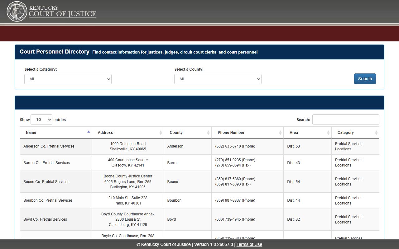 Ohio County court records personnel directory