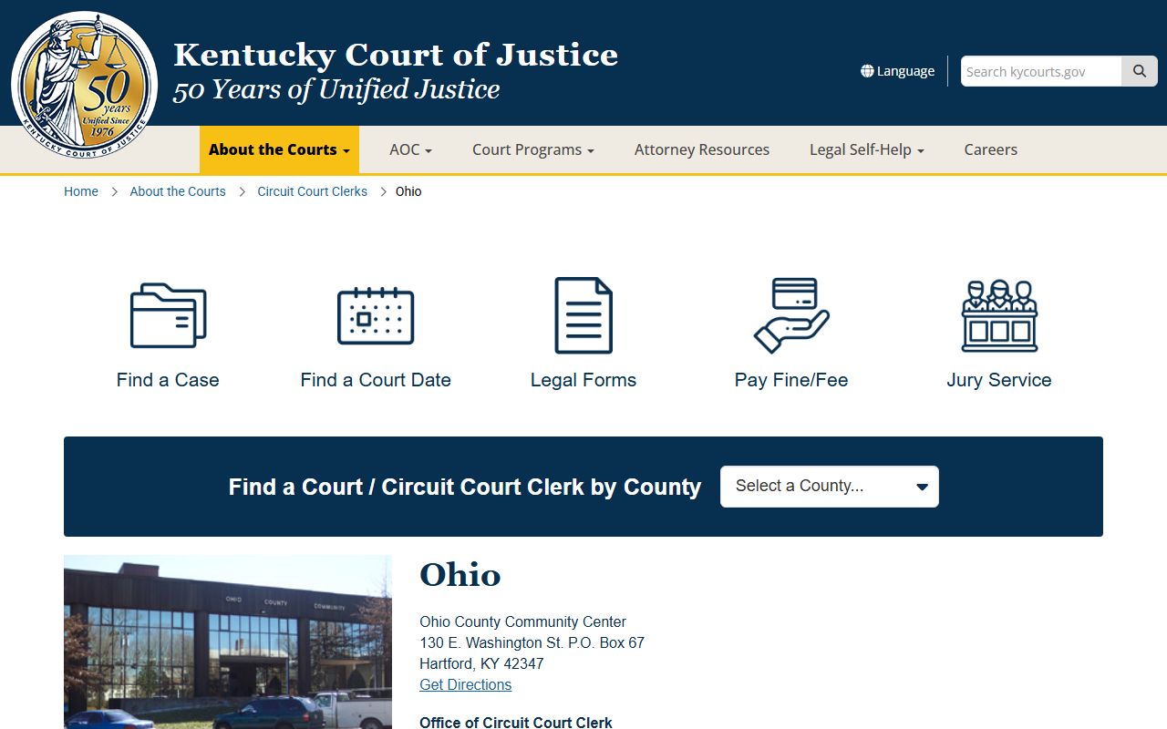 Ohio County court records official county court page