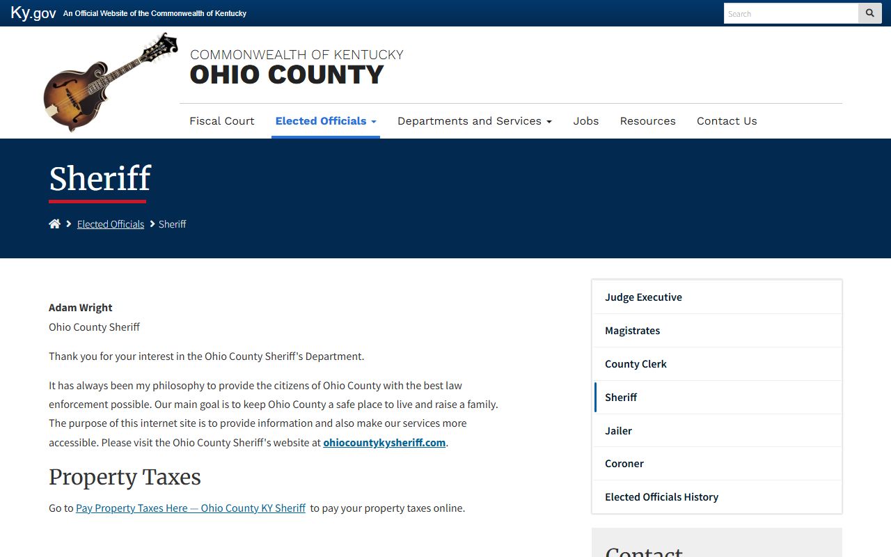 Ohio County inmate records sheriff office source