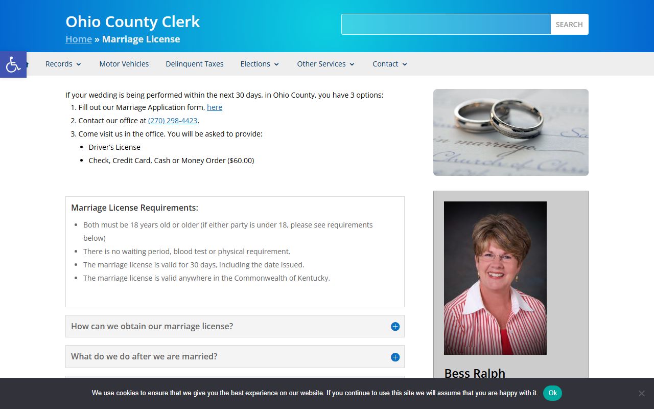 Ohio County marriage records license requirements source