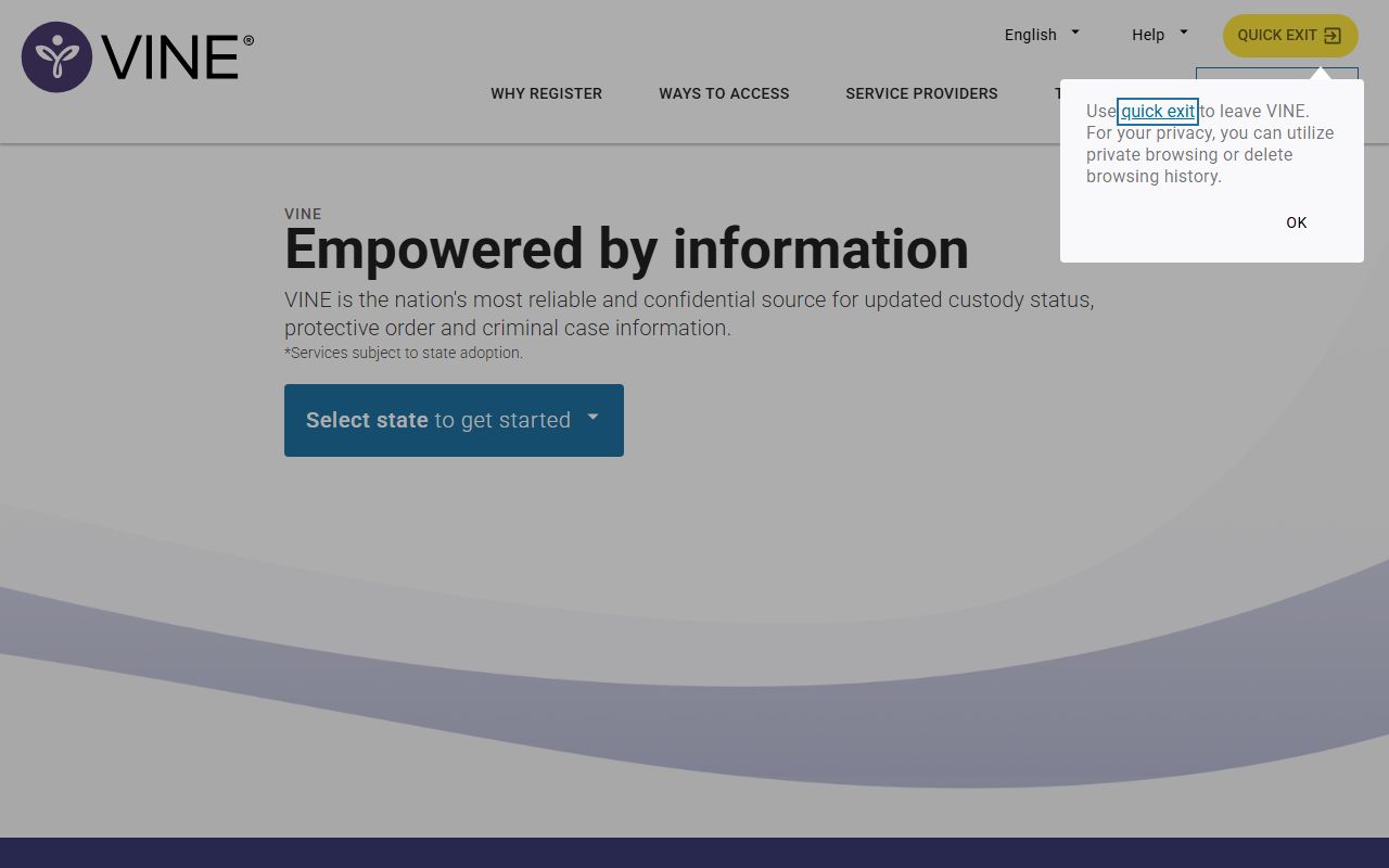 Ohio County warrant records VINELink custody notification source